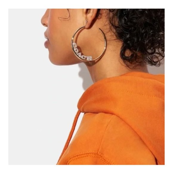 Pavé Coach Large Hoop Earrings - Picture 3 of 4